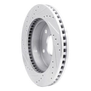Dodge Ram 1500 Brake Rotor (1) - Front Right - R1 Concepts - Drilled & Slotted - Silver - `00-`02